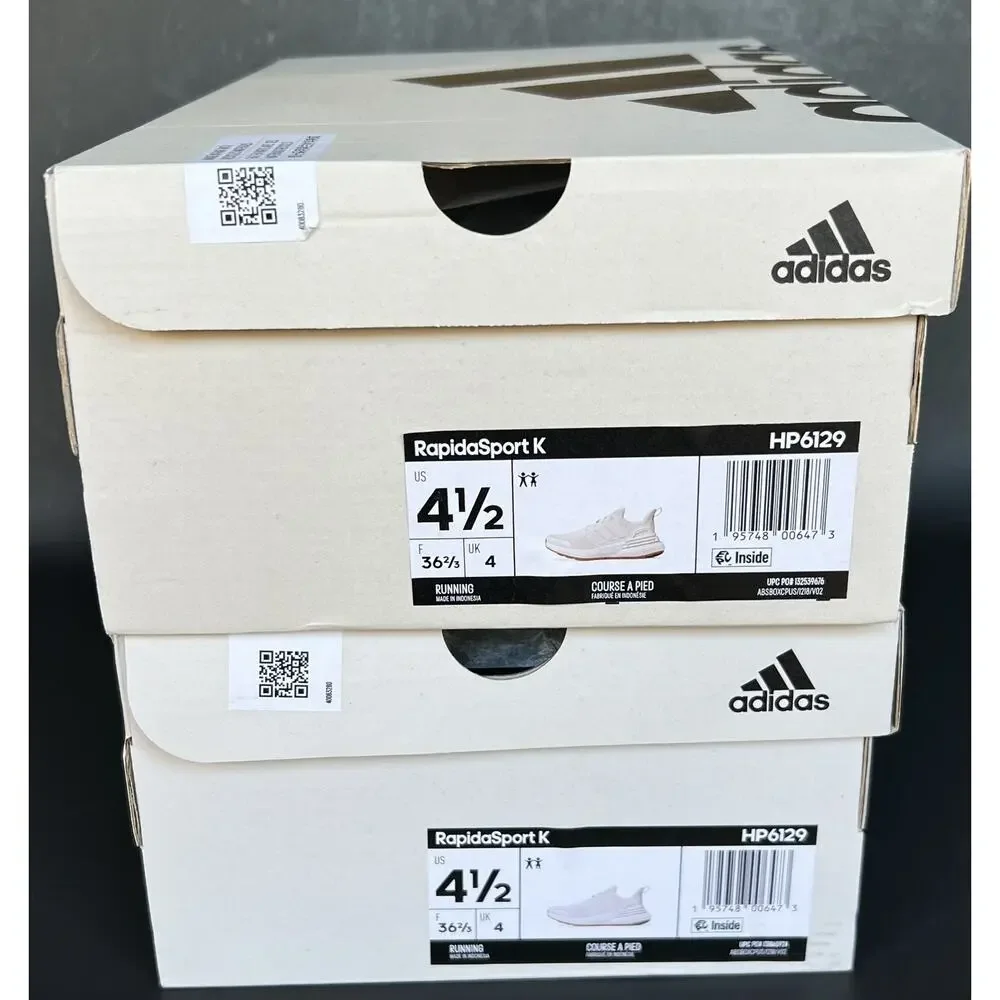 Adidas RapidaSport White Sneakers Kids 4.5 / Women's 5.5 US Size NWB